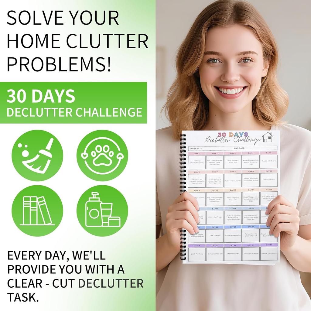 ADHD Cleaning and Organizing Planner with Pen - Daily Undated Cleaning Checklist for ADHD Brain | Tackle Mess & Relieve Overwhelm Family Cleaning