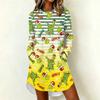 Women's Casual Dress Christmas Print Neck Long Sleeve Festive Holiday Outfit
