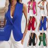 European-American Sleeveless Green Cardigan Vest with Round Neck for Women