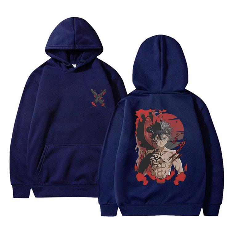 Japonské anime Black Clover Print Mikina s kapucí Manga Asta Grafika Mikiny s dlouhým rukávem Unisex Dámská Móda Ležérní mikina oversized