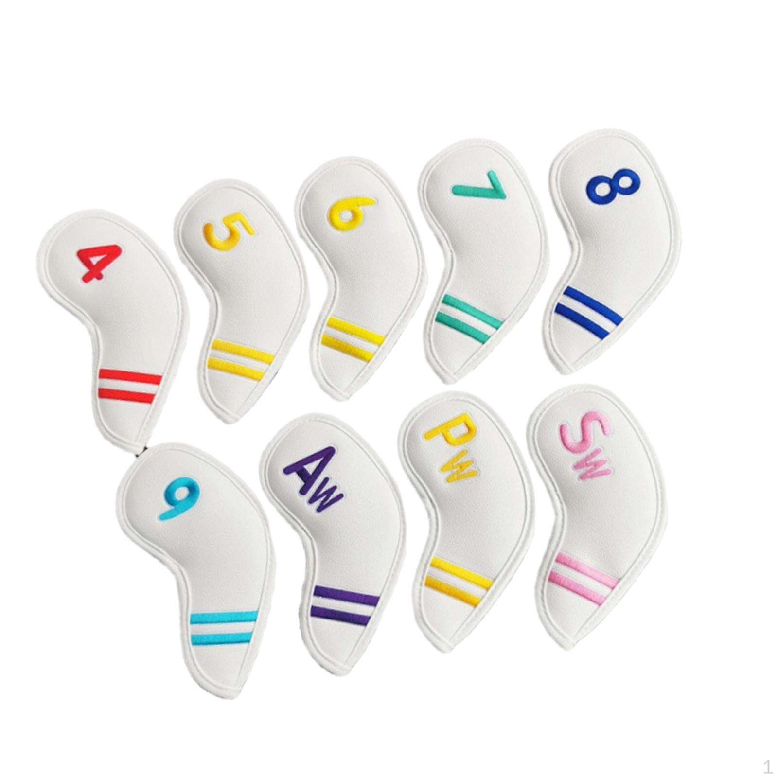 

9 шт. чехлов для головок клюшек для гольфа с цветным номером, противоударный пылезащитный чехол из искусственной кожи белый