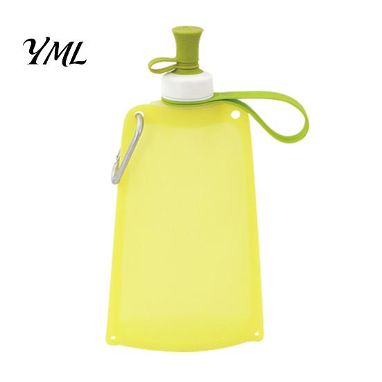 Camping Water Bottle 500ML Collapsible Silicone Bottle, Portable Folding Drinking Bag, Foldable Sport Pouch with Lanyard for Outdoor Hiking
