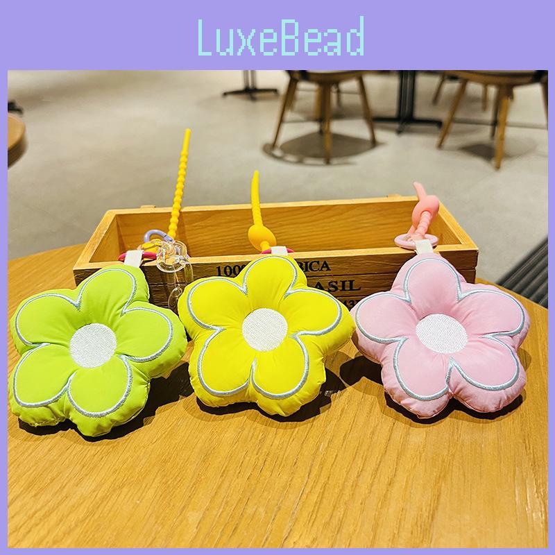 Entzückender Ins-Style Roter Blumen Schlüsselanhänger Besticktes Florales Stoff Schlüsselzubehör