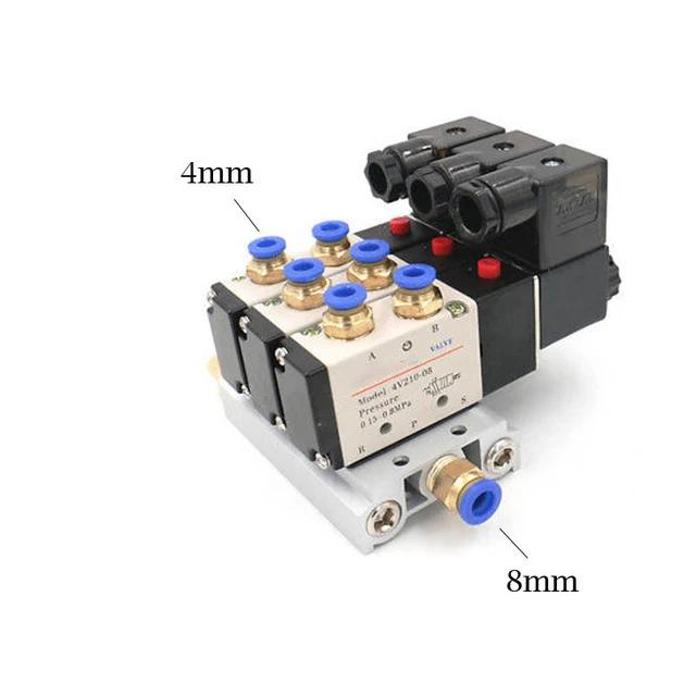 12/24V DC 110/220V AC Multi Option 4V210-08 Pneumatic Solenoid Valve Block With Muffler Fitting Base Manifold 2/3/4/6 Way