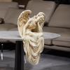 Vintage Resin Angel Girl Statue Ornament European Style Sitting Angel Sculpture Tabletop Decor for Living Room Bedroom Home Decoration