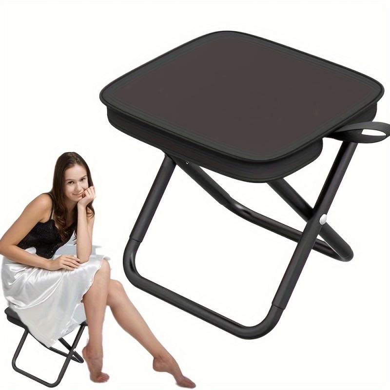 1pc Portable Folding Iron Alloy Stool, Square Outdoor Picnic, Camping, Fishing Chair, Durable, Heavy-Duty 264.55 lbs Capacity,