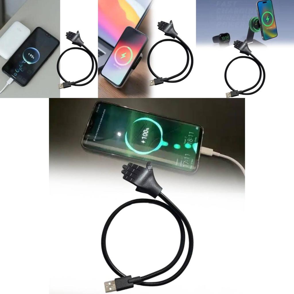 Universal Handheld Phone Stand Data Cable With Flexible Metal Hose For Fast Charging And Android Devices