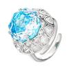 Jewelry Copper Bottom Gold-Plated Rose Cut Sea Blue Retro Ring Heroine Stone 14Mm