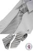 [Michiko London] Tie & Pocket Square Set, Silver Silk Tie, Made in Japan, for Weddings (05, free)