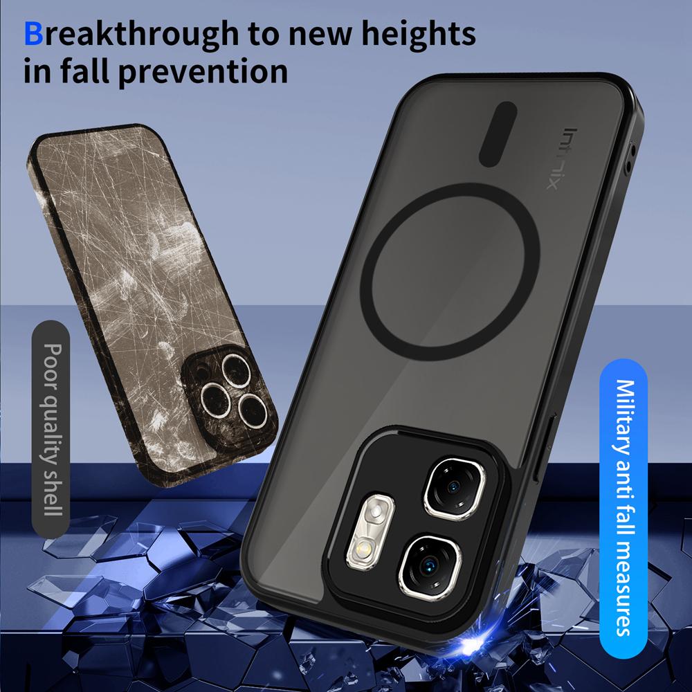 KEYSION Magnetic Phone Case for for Infinix Smart 9 Soft Silicone+PC Matte Translucent Shockproof Back Cover for Infinix Hot 50i