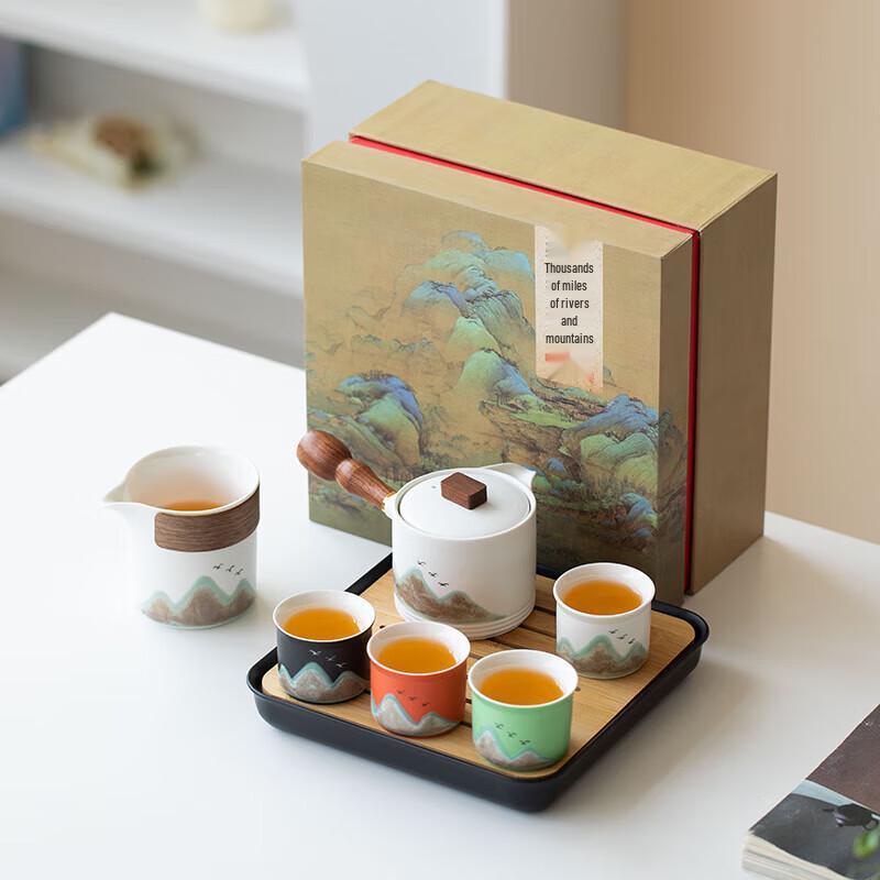 Si Mei Tang Qianli Jiangshan Ceramic Kung Fu Tea Set