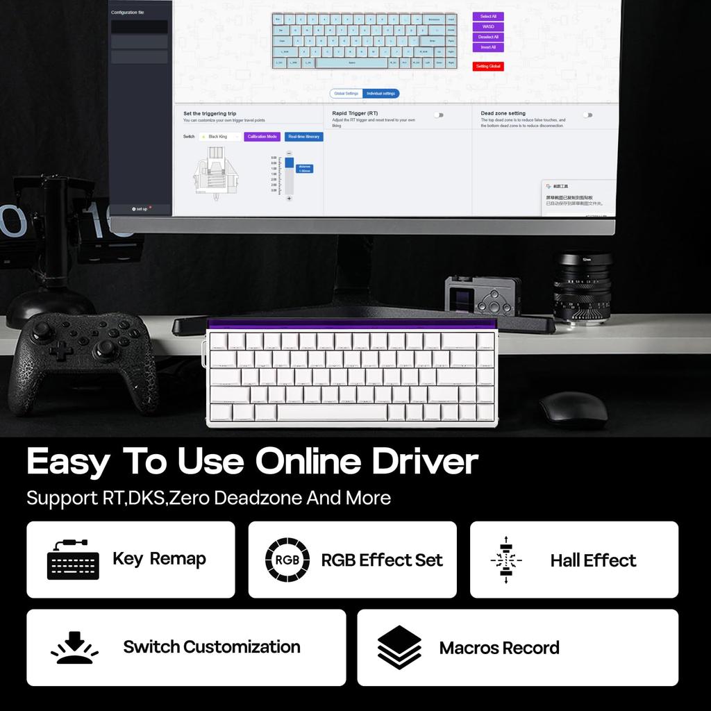 EPOMAKER Aula Hero68 HE Wired Magnetic Gaming Keyboard with Adjustable Rapid Hall Effect 8kHz Sound RGB Box Backlight 0.01mm Actuation, Switches,