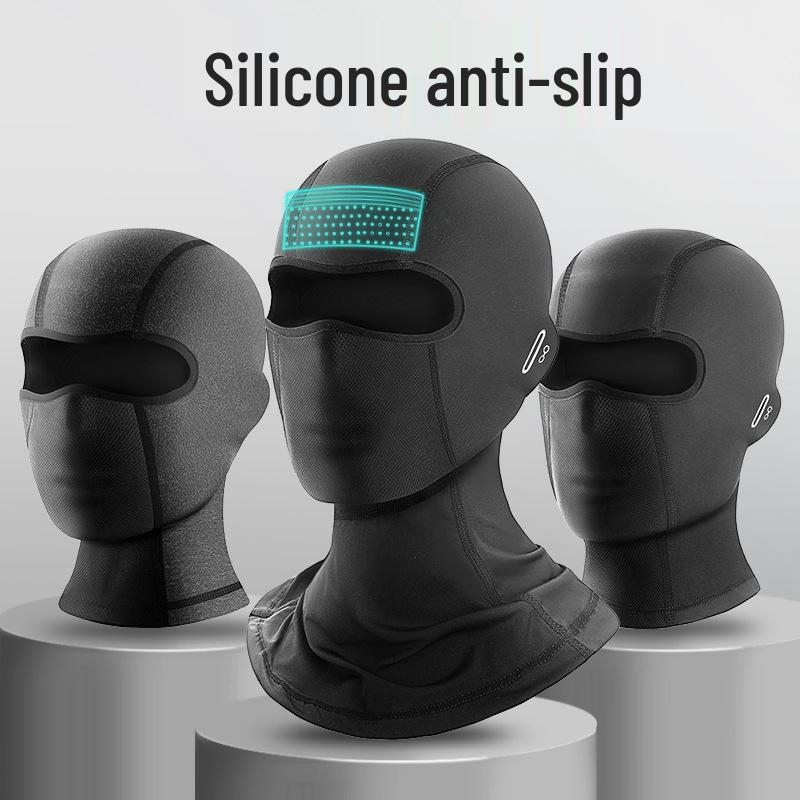 Silicone Non-slip Cycling Helmet Liner & Sun Protection Ice Silk Face Mask