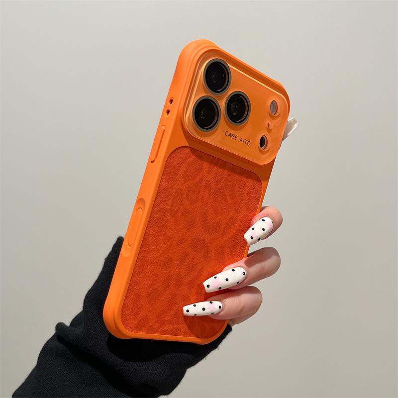 Leopard Print Leather iPhone 17 Pro Max Case with Full Lens Protection
