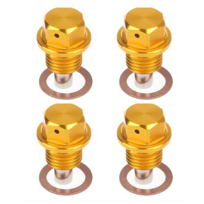 EDHUUJSI Best Engine Protection Magnetic Drain Plug Easy Install High Performance Engine Drain Nut Bolt, Golden, M20*1.5, 4pcs
