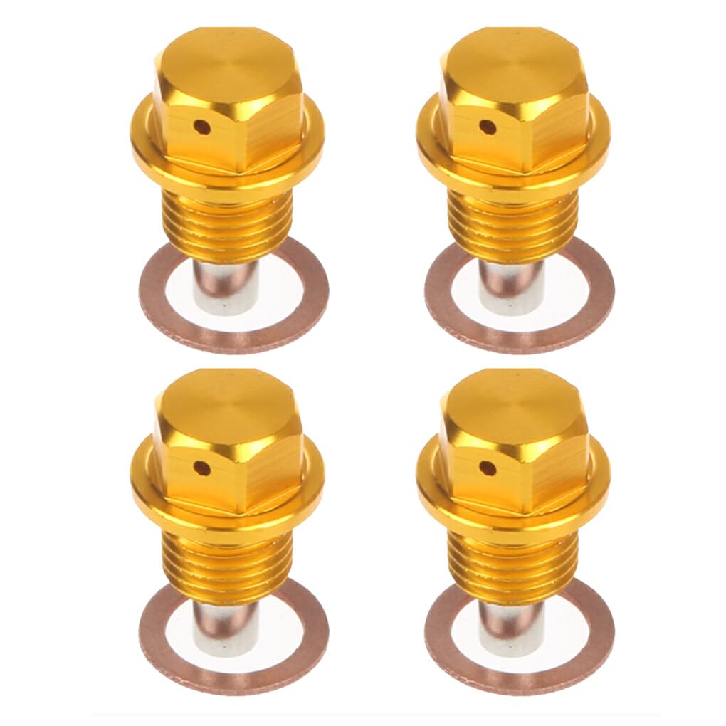 

EDHUUJSI Best Engine Protection Magnetic Drain Plug Easy Install High Performance Engine Drain Nut Bolt, Golden, M12*1.25, 4pcs M12*1.25, 4 pcs