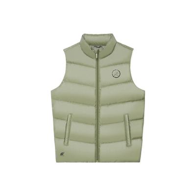Li Ning Wade Series Solid Color Pattern Printed Zipper Pocket Down Vest Men Vest Grass-Green AMRS069-2