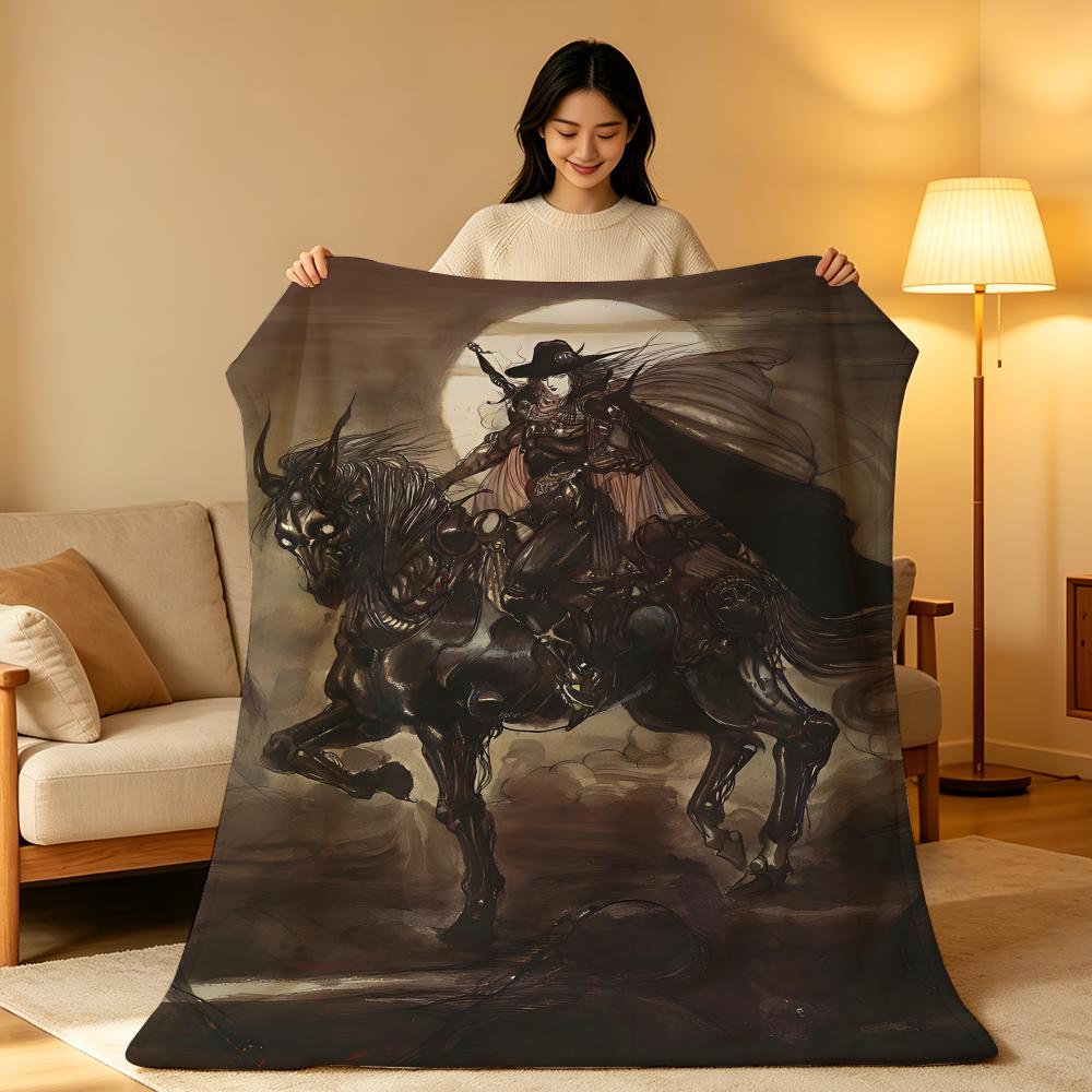 Anime V-Vampire H-Hunter D-D Throw High-Density Short Plush Blanket Soft Skin-Friendly for Sofa Nap Air-Conditioned Room