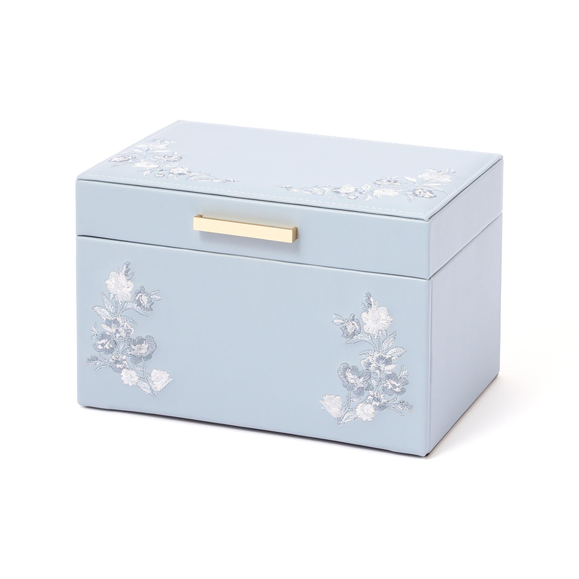 

Francfranc Embroidered Flower Jewelry Box, Small, Blue