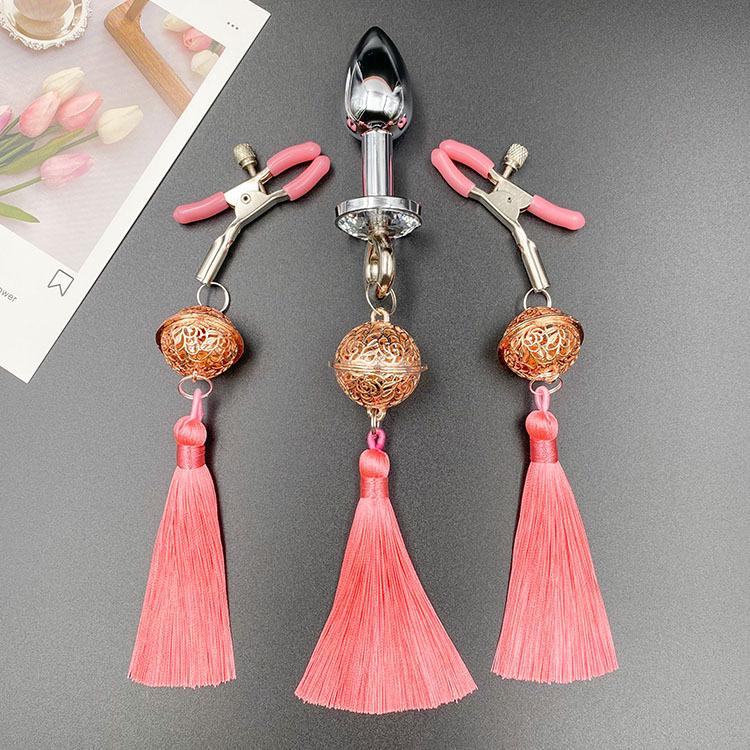 Tassel Palace: Wearable Nipple Clamps with Charms - Erotic SM Accessories for Women