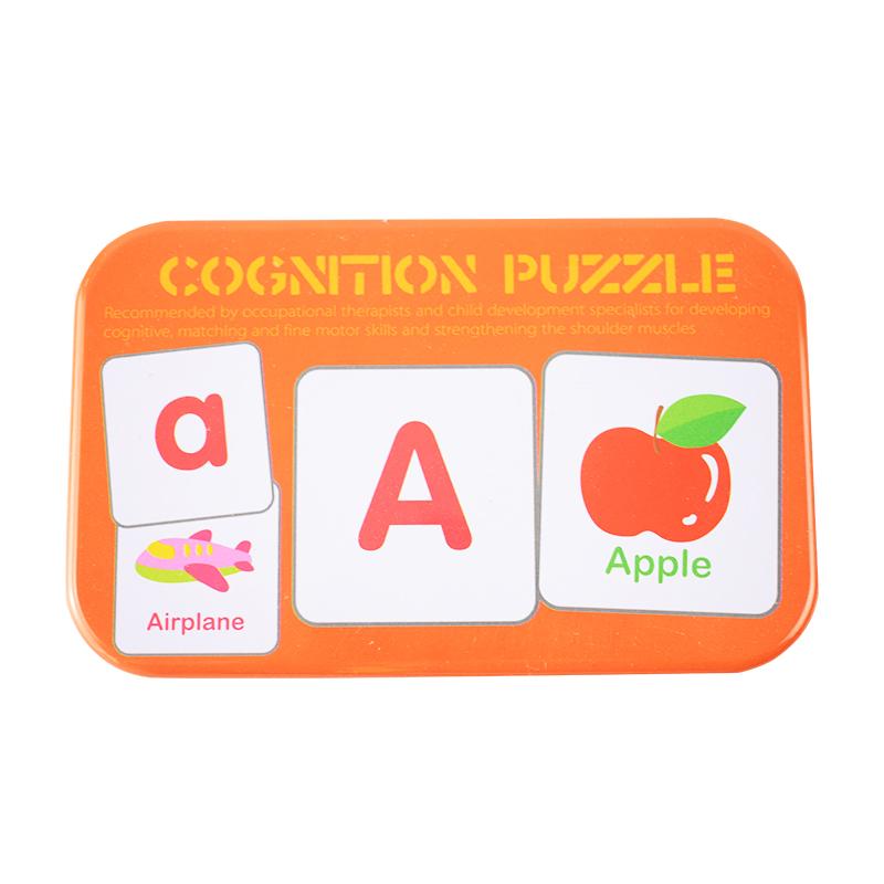 Children's Literacy Cognitive Card Iron Box Early Education Animal Fruit Transportation Matching Card Puzzle Educational Toys