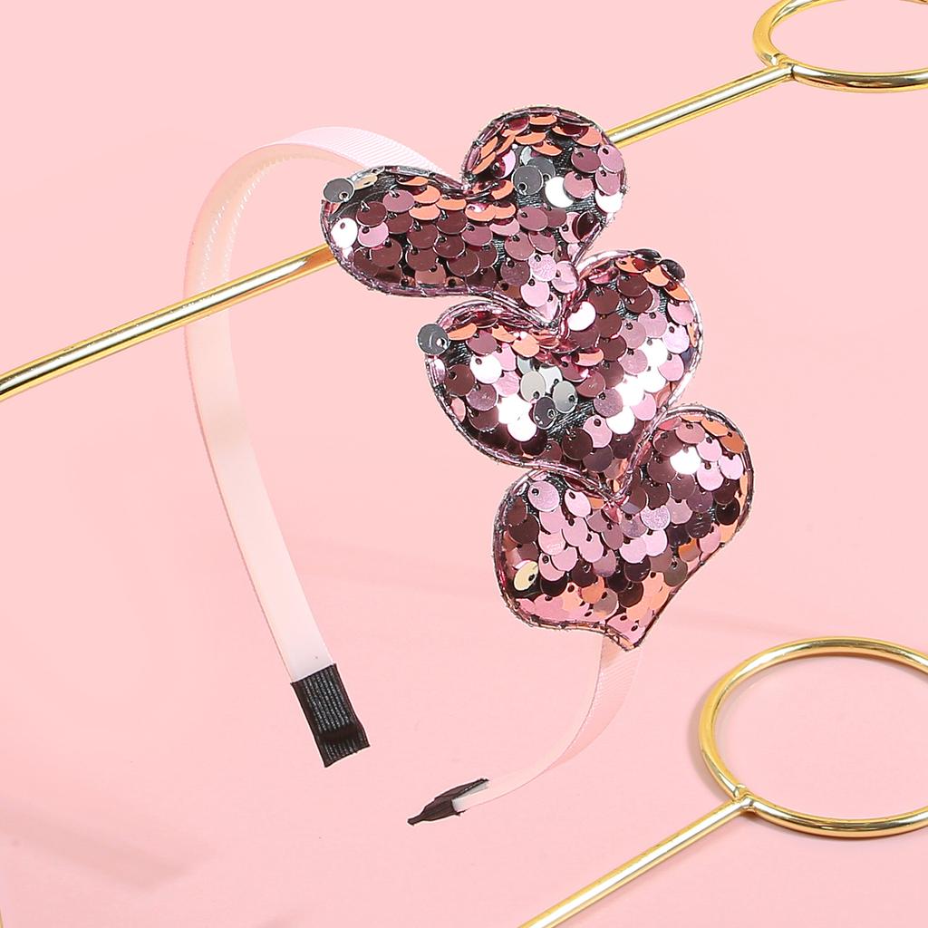 1/4pcs Sequin Heart Headbands for Women Valentine's Day Heart Shaped Hairbands Kids Girls Headband for Party Hair Accessories