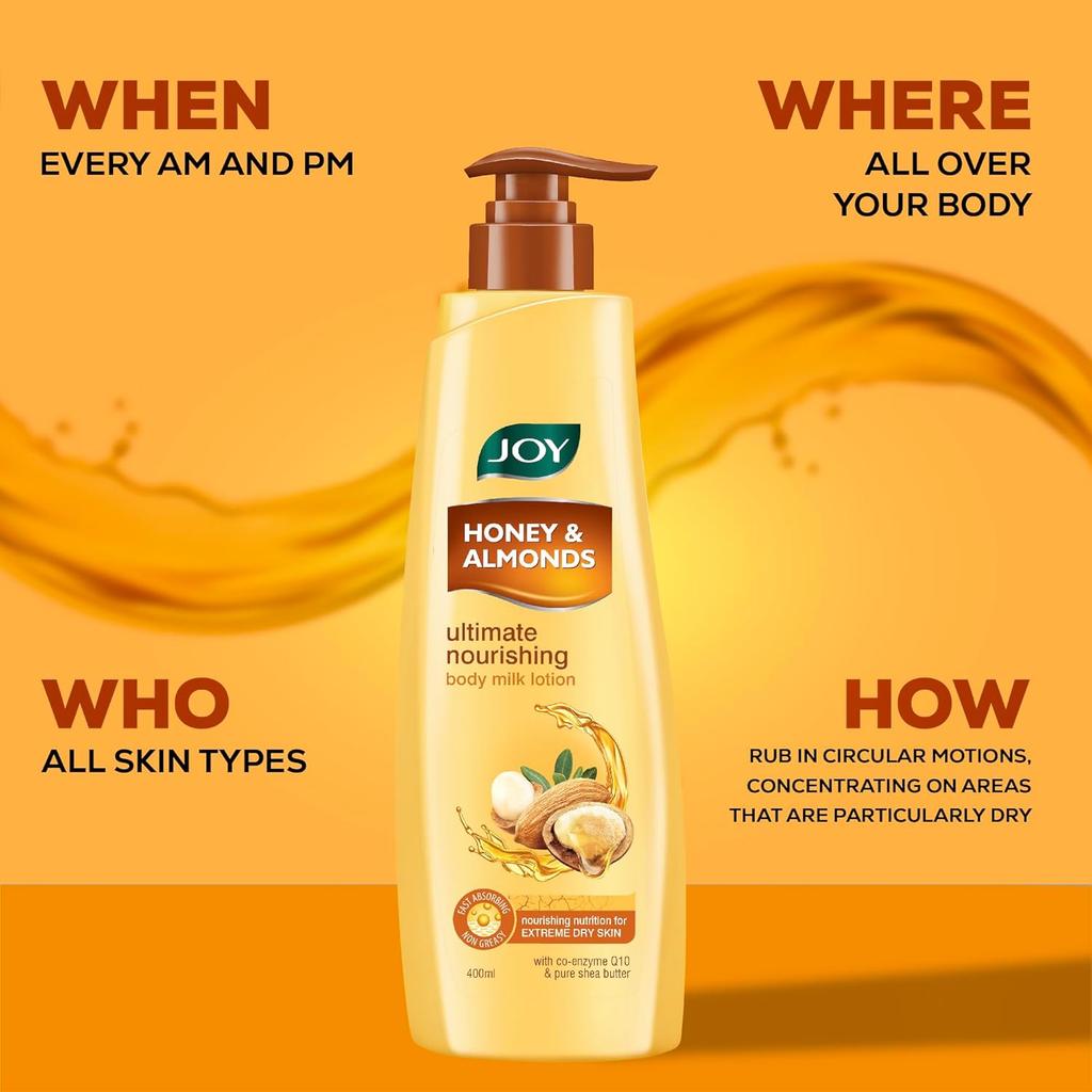 Joy Honey & Almonds Ultimate Nourishing Body Milk Lotion 600ml Pack of 1 For Smooth Soft Skin