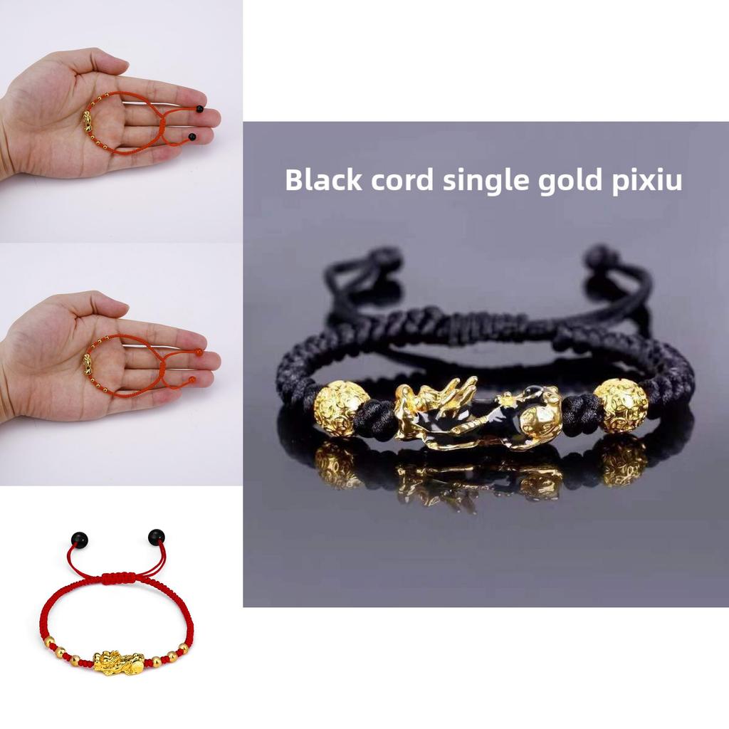 Unisex Alloy Pi Xiu Charm Bracelet With Red String Adjustable For Casual Wear