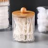 Circular Cotton Swab Box With Transparent Plastic Bamboo Cover And Dust-Proof Makeup Remover Cotton, Simple Jewelry Storage