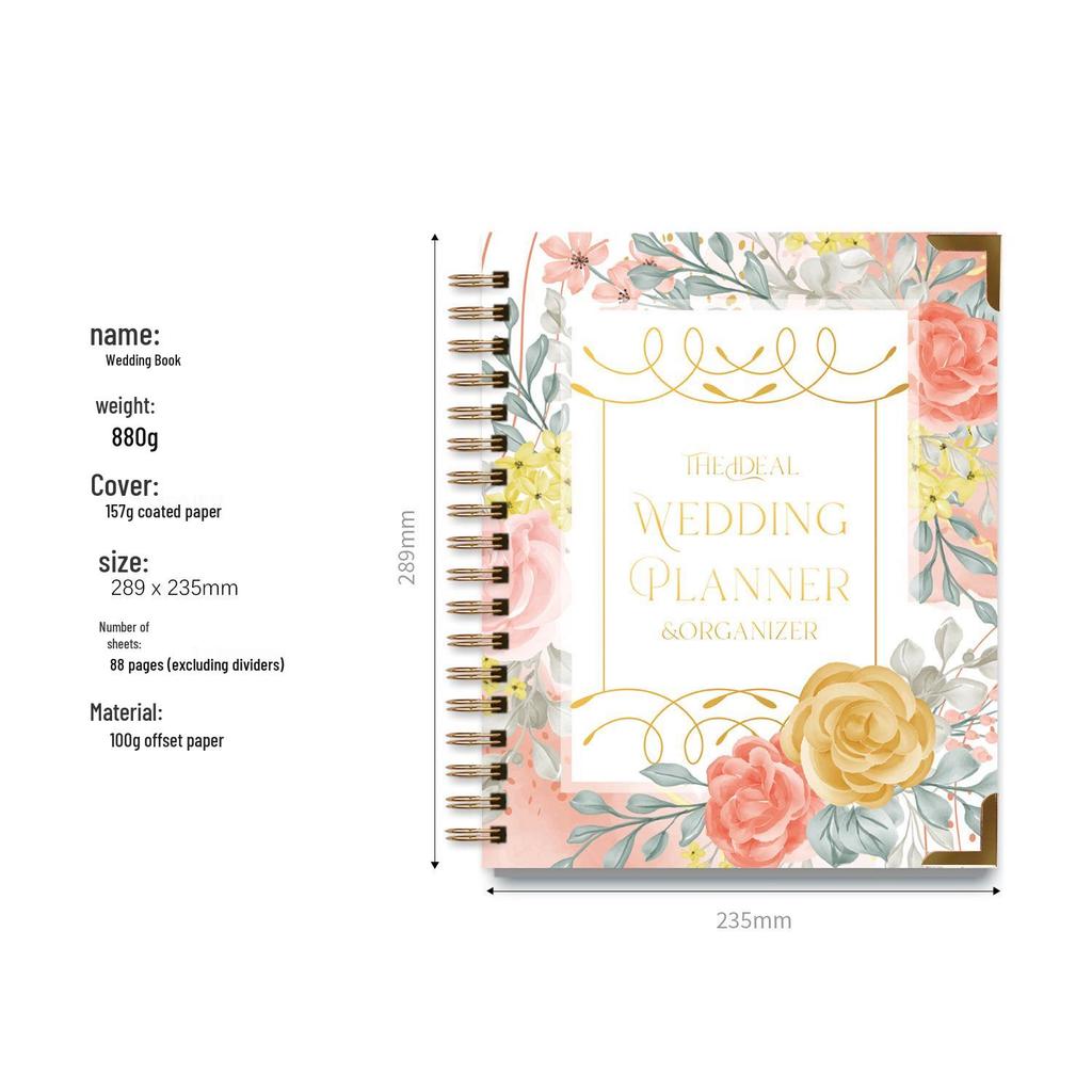 Cross-Border English Floral Hardcover Wedding Planner Notebook