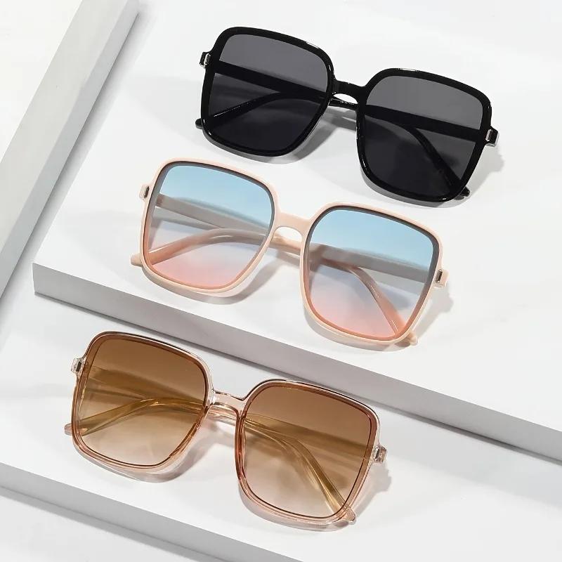 3Pcs Trendy And Fashionable Oversized Square Frame Sunglasses Set Multi-Color Combination For Parties And Street Photography