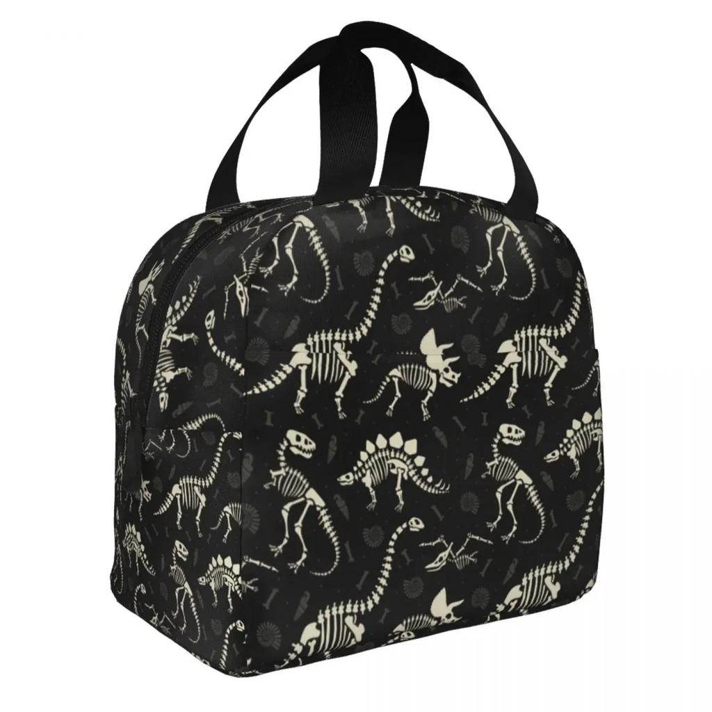 Cartoon Dinosaur Print Thermal Insulated Lunch Bag Women Portable Lunch Tote for Outdoor Camping Travel Multifunction Food Box