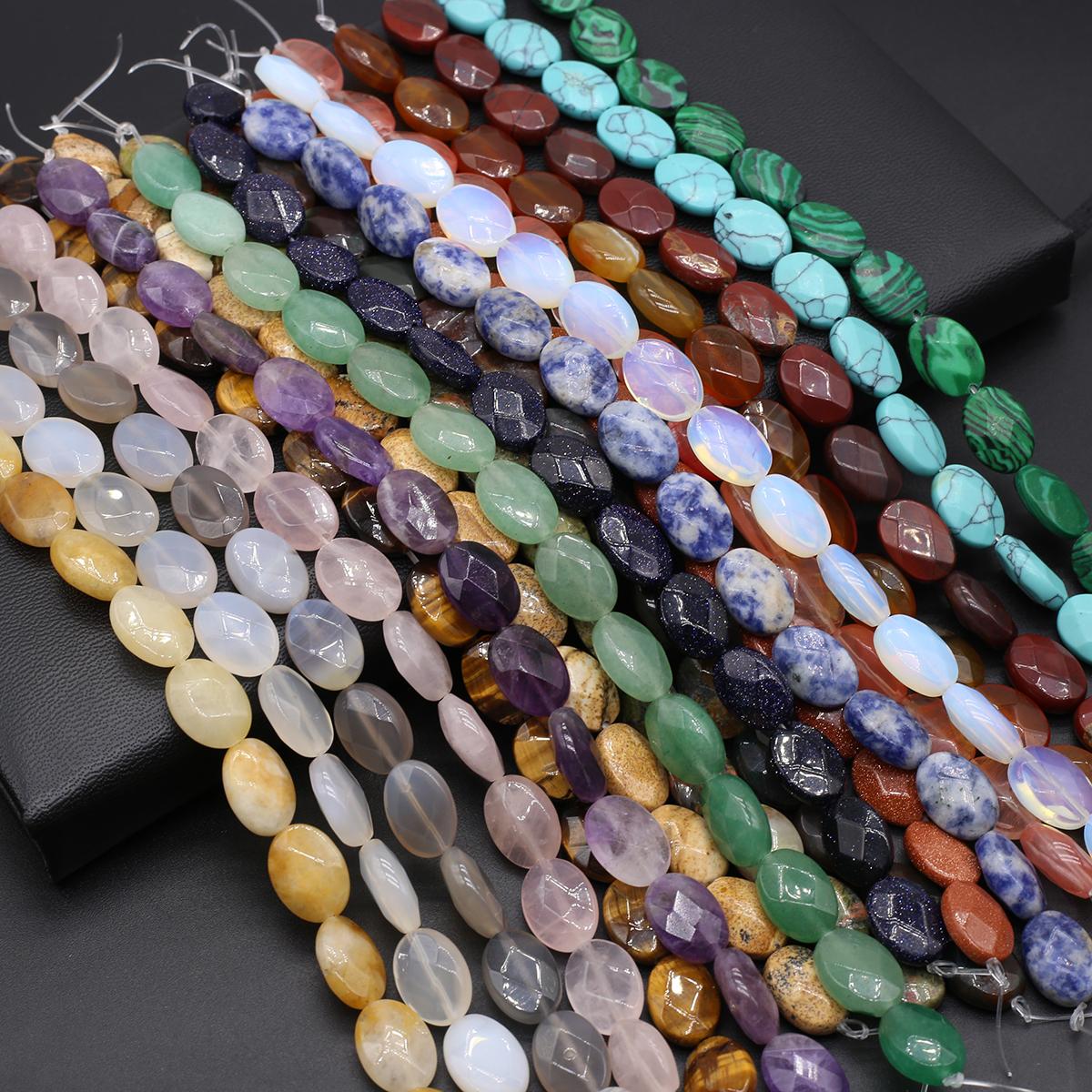 

Бусины из натурального камня Агаты / Зеленый Авантюрин Овальная граненая бусина для изготовления ювелирных изделий Ожерелье своими руками Браслет Серьги Аксессуар