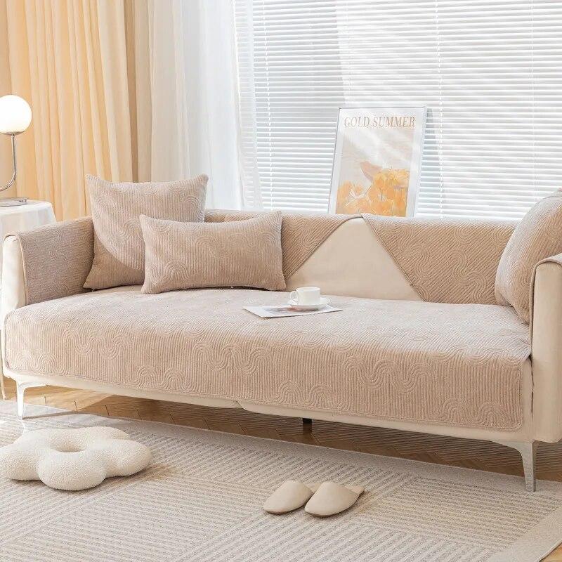 Solid Chenille Sofa Cover Thick Universal All Seasons Modern Furniture Dustproof L Shape Couch Cover 70x70cm 1pcs