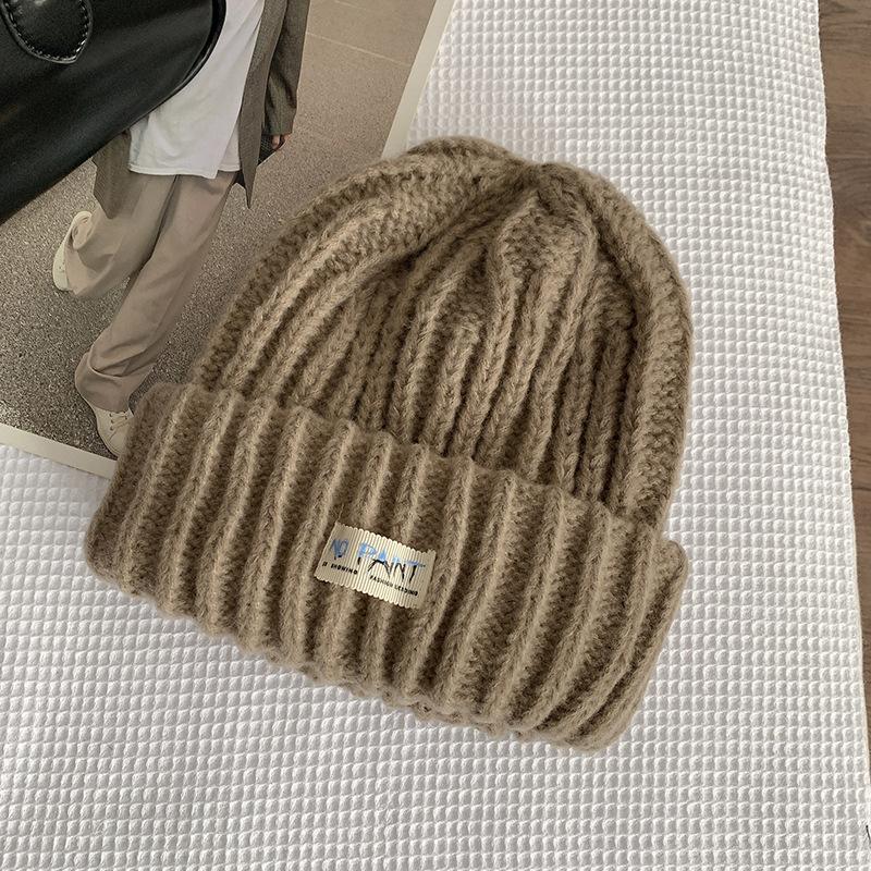 Japanese Big Head Circumference Loose Round Face Suitable for Women's Warm Head Hat Showing Face Small Knit Hat