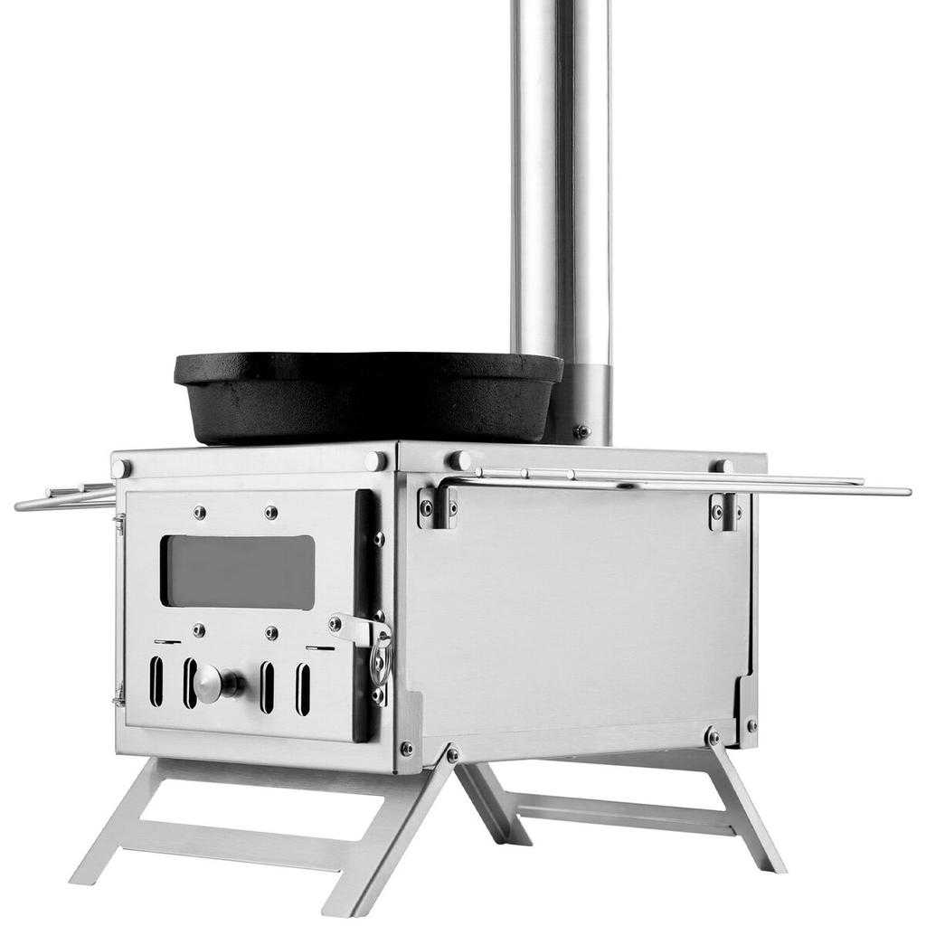 Wood Stove, 80 inch, Stainless Steel Camping Tent Stove, Portable Wood Burning Stove with Chimney Pipes & Gloves, 700in³Firebox Hot Tent Stove for
