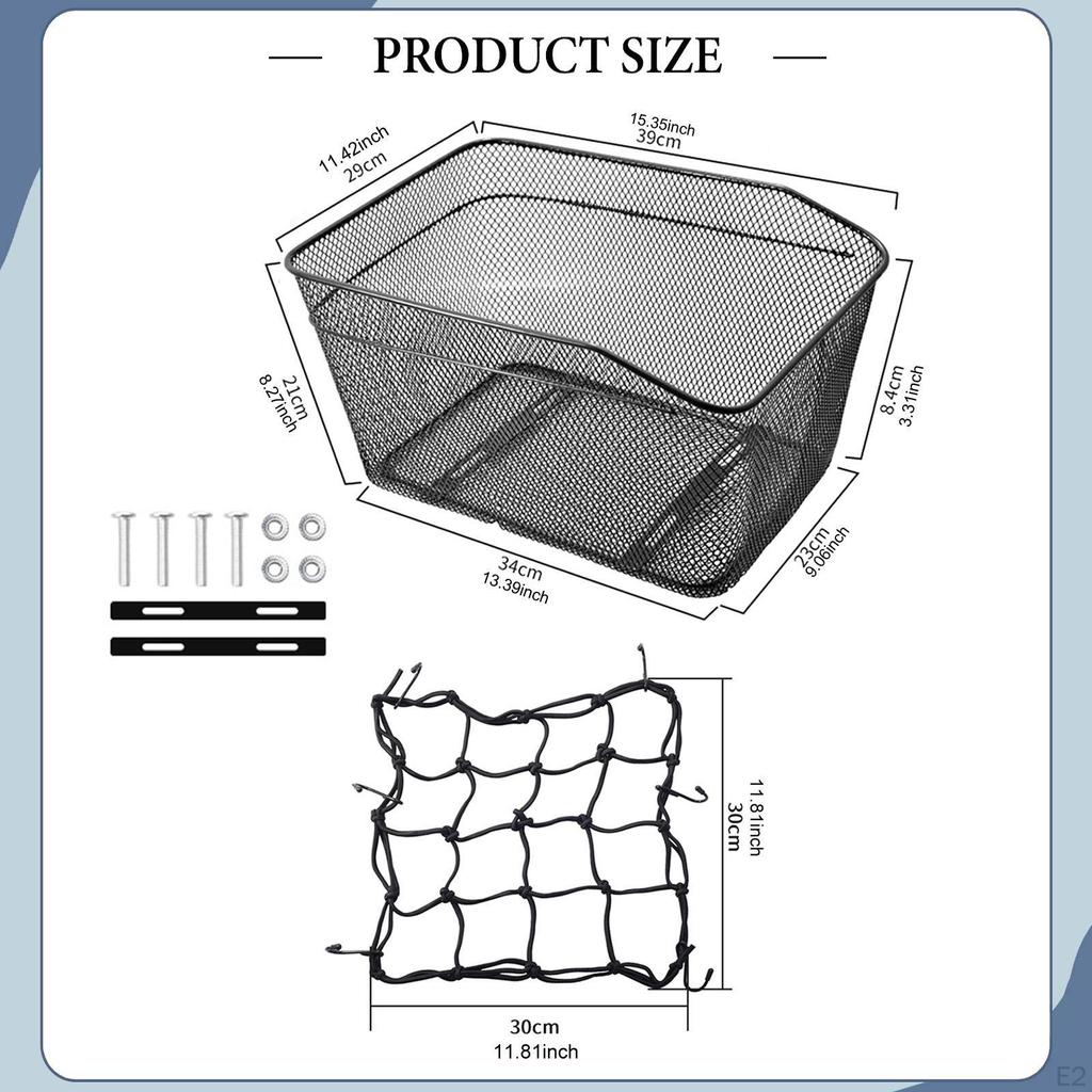 Bike Rear Basket Cargo Rack Heavy Duty Bicycle for Outdoor Sports Biking