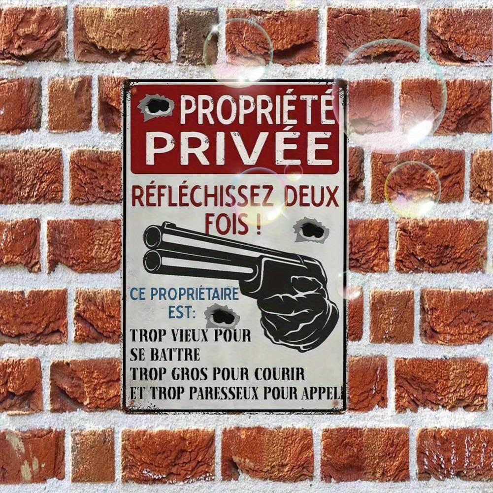 2D Flat, 1pc Vintage French "Private" Metal Sign - Rustic 2D Flat Wall Art for Home, Farmhouse, Club