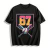 G7 Waffle Ice Cream Baseball Print Trendy Casual Short Sleeve T-shirt Pure Cotton T-shirt