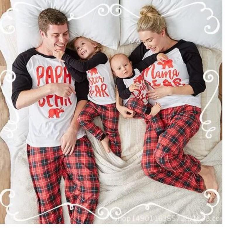 European Christmas Reindeer Print Family Matching Pajama Set - Long Sleeve