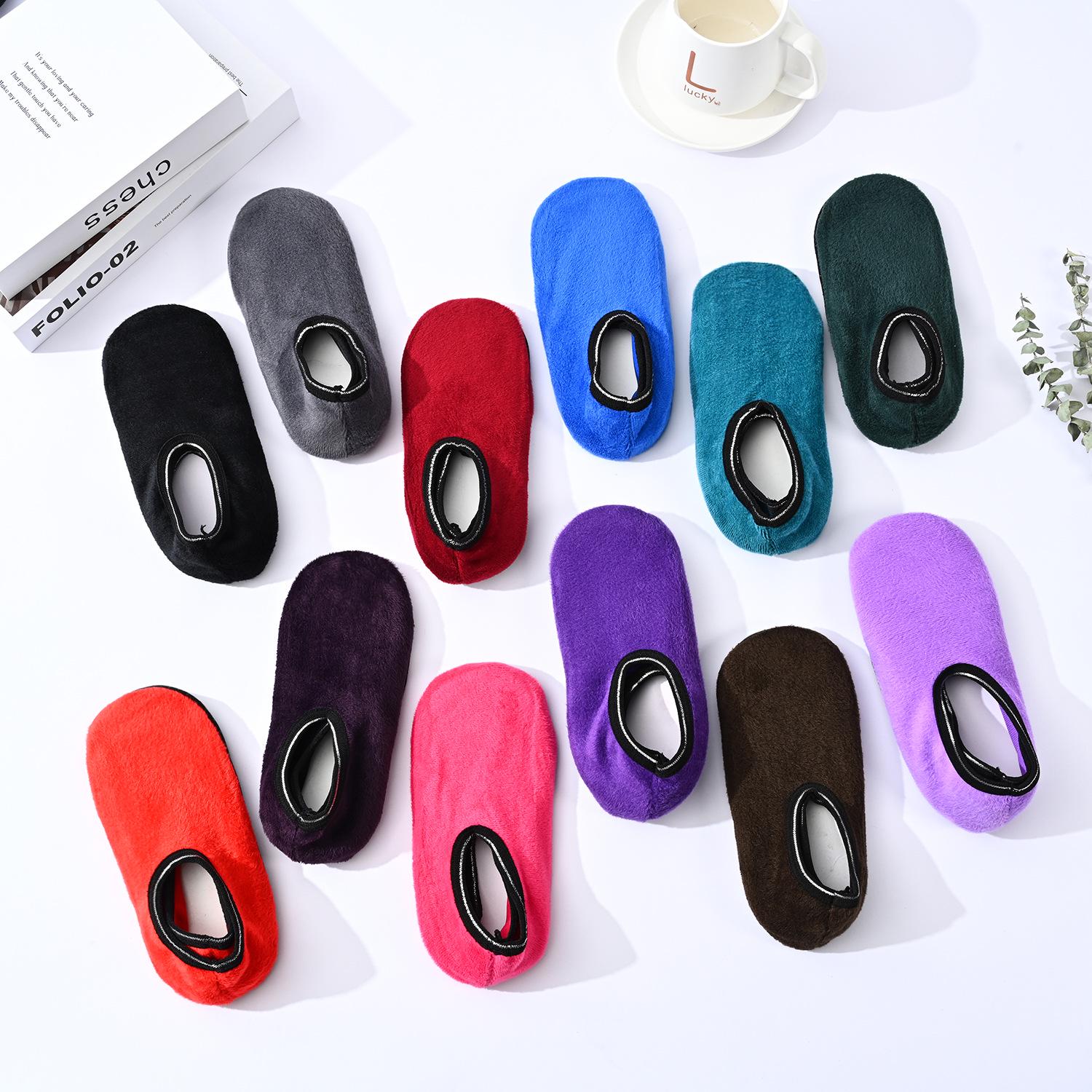 

Женские однотонные нескользящие бархатные толстые носки для пола на осень и зиму 12-13CM; Ages 1-2