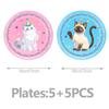 Cat-Themed Birthday Party Tableware Set: Disposable Tablecloth, Plates & Cups