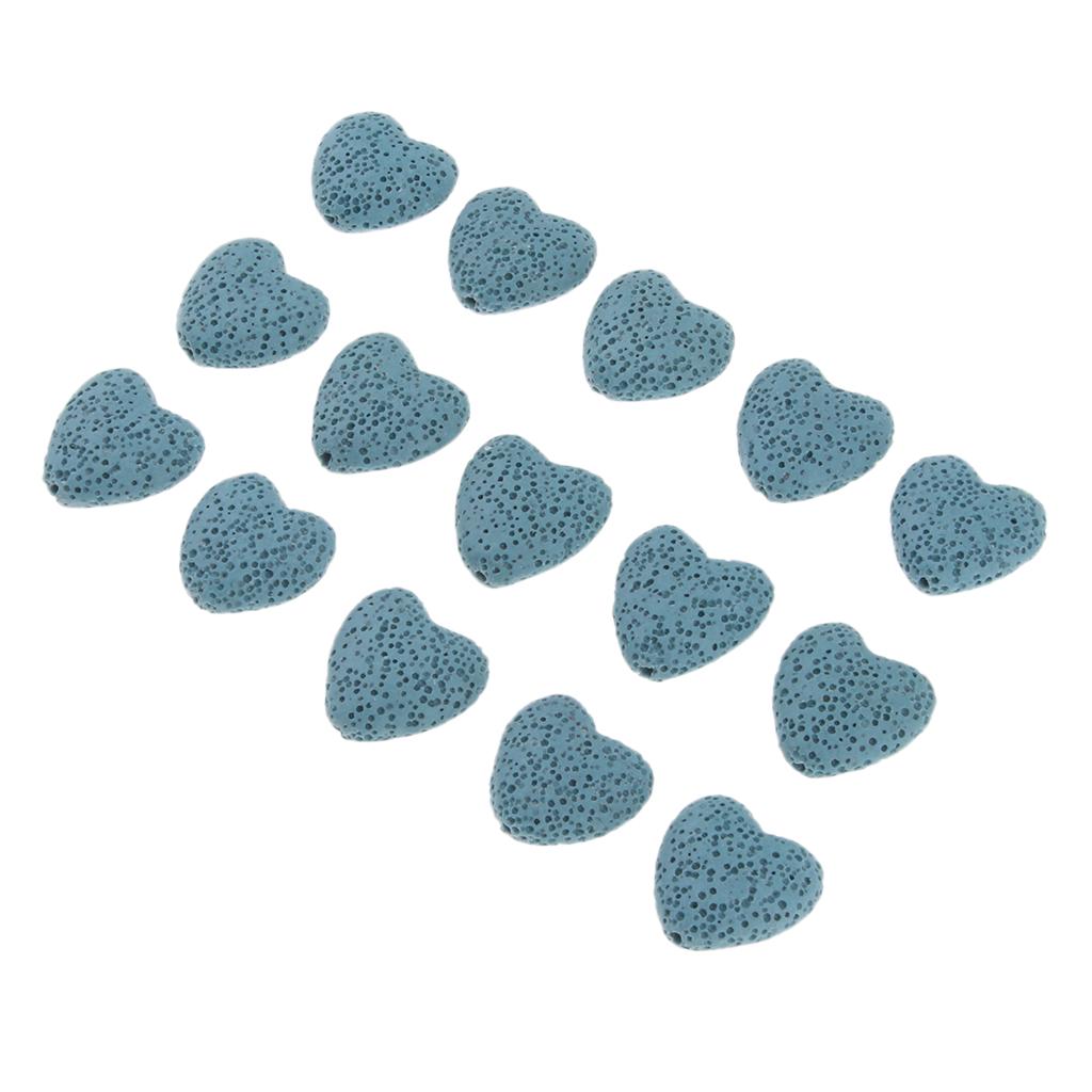 10 natürliche Lavagestein-Vulkanstein-Herzperlen für DIY-Schmuckherstellung, weiß