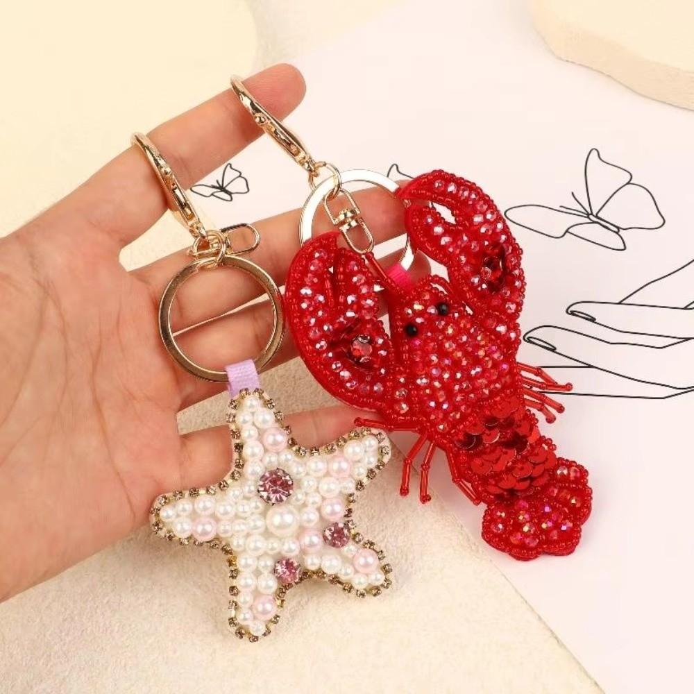 Hummerkralle Perlen Schlüsselanhänger Handgenäht Applikation Tasche Lanyard Schöner Taschenanhänger Dekoration für Taschenanhänger
