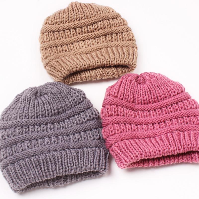 New Children's Knitted Hats, Autumn and Winter Warm Candy-colored Baby Boys and Girls Baby Wool Hats