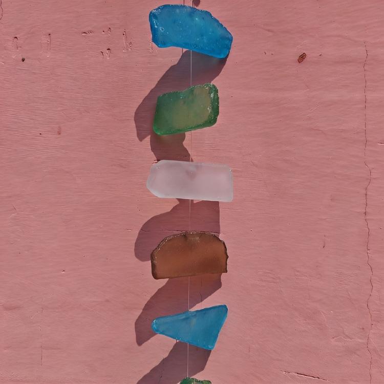 Friendly Sea Glass Wind Chimes With Wooden Detail For Relaxing Sounds Beach Room Decors for Home Indoor or Outdoor