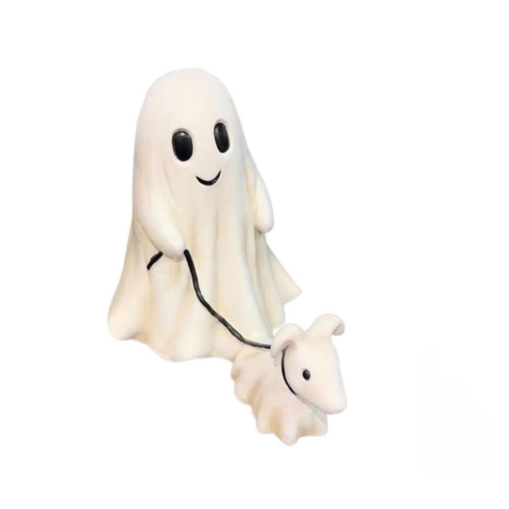 Resin Craft Ghost Walking Dog Statue Handmade Halloween Walking Dog Figurine  Boy/Girl