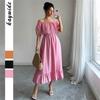 European And American Style Ladies Summer Long Skirt Temperament Elegant Style Strapless A-line Lace Ruffled Dress