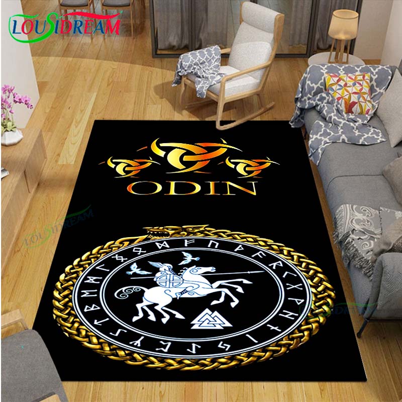 Nordic Viking Mythology Symbols Carpet Room Decor Floor Mats Bedroom Yoga Mat Photography Props Area Rug Birthday Gift