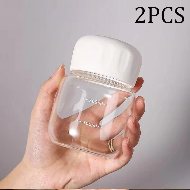 1/2PCS Petite Bouteille d'Eau 300ml Plastique Portable Anti-Fuite Mug Jus Lait Tasse à Boire avec Échelle pour Extérieur Cuisine École
